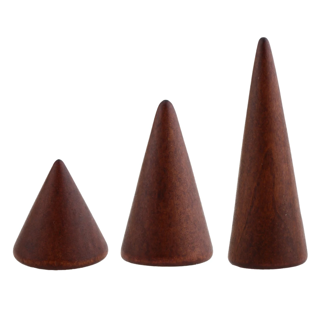 Vintage Brown Wood Cone Shape Ring Bracelet Jewelry Display Holder 3/5/8cm Height Showcase Vintage Brown Wood Cone Shape Ring Bracelet Jewelry Display Holder 3/5/8cm Height Showcase