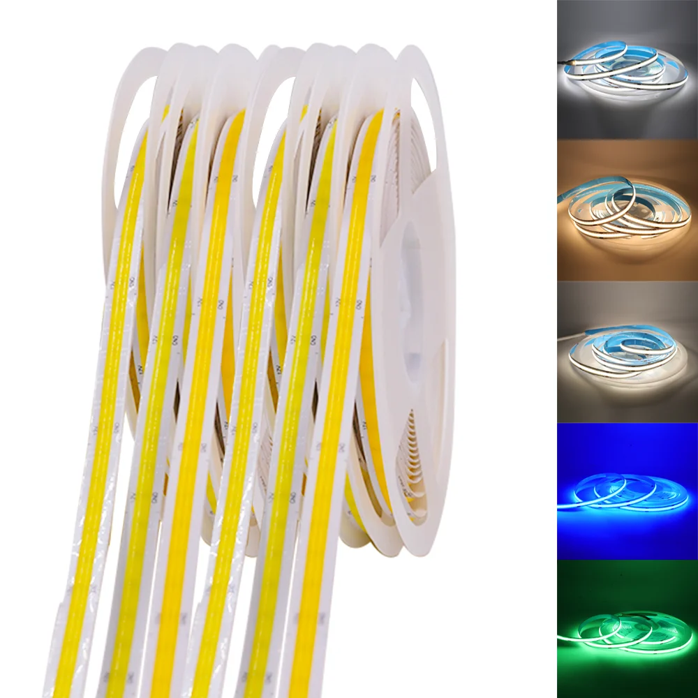 

DC12V 24V COB LED Strip Light Led Tape 320 384 528 LEDs Flexible High Density Linear Ribbon 3000K 4000K 6000K Dimmable Fita Led