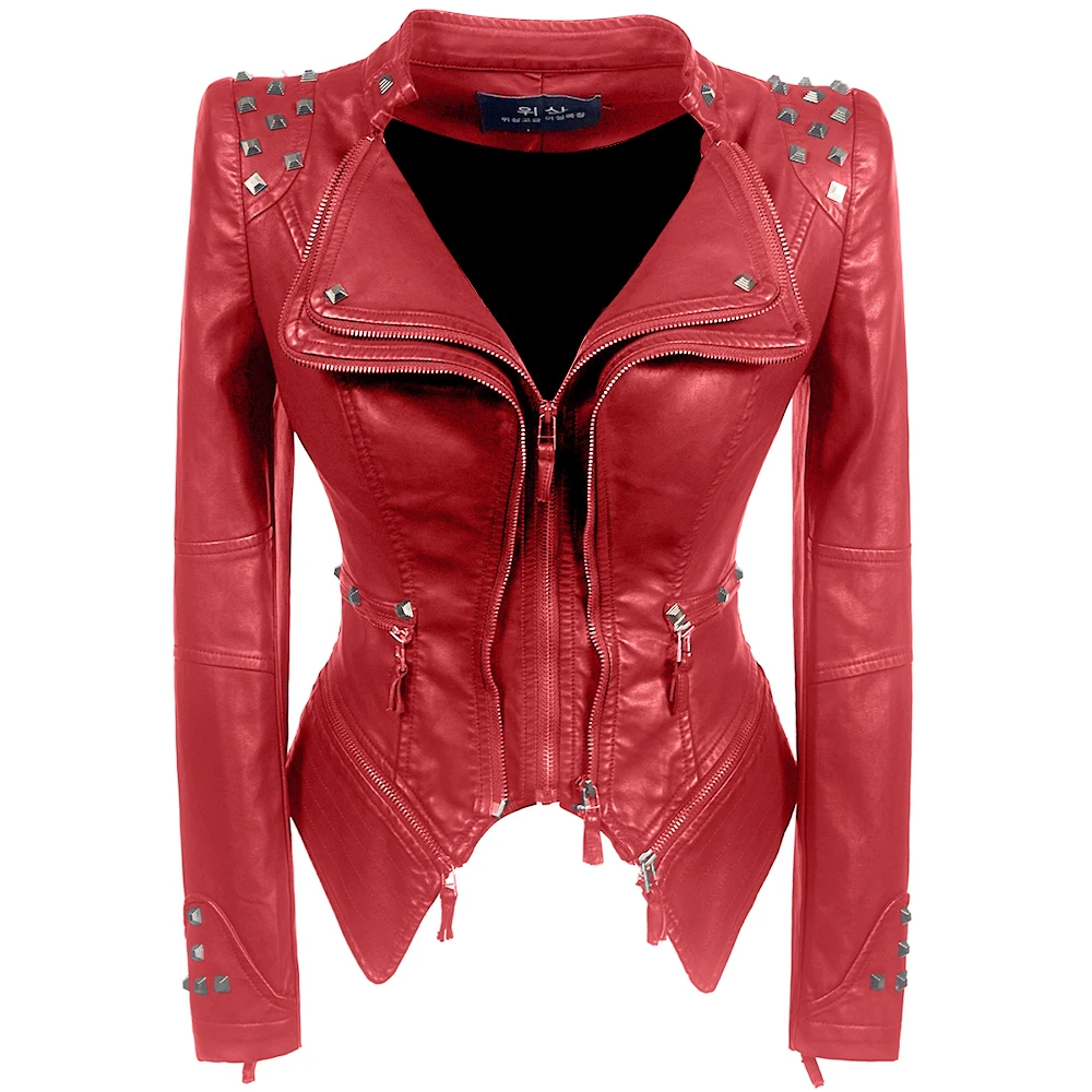 Women PU Leather Jacket Plus Size Casual Goth Punk Motor Lady Slim Zipper Rivet Pocket Autumn Female Fashion Winter Coat Black
Women PU Leather Jacket Plus Size Casual Goth Punk Motor Lady Slim Zipper Rivet Pocket Autumn Female Fashion Winter Coat Black