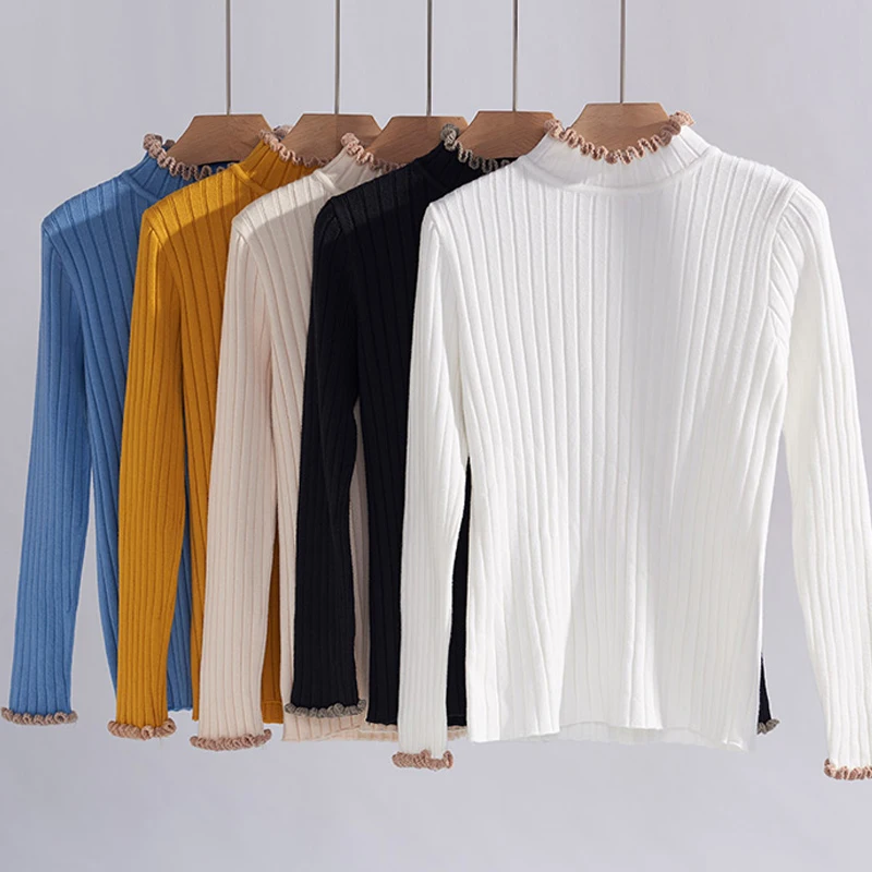 Women Turtleneck Sweater 2019 Autumn Winter Pullover Knitted Sweater Female White Black Fashion Knit Slim Solid Tops 
Women Turtleneck Sweater 2019 Autumn Winter Pullover Knitted Sweater Female White Black Fashion Knit Slim Solid Tops