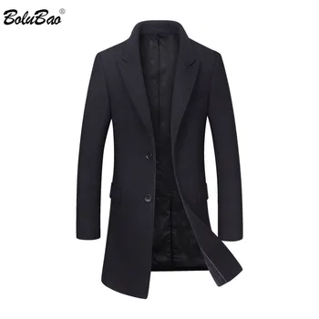 

BOLUBAO Wool Blend Coat Men Fashion Brand Men's Solid Long Section Overcoat Winter New Luxurious Business Wool Coats Male