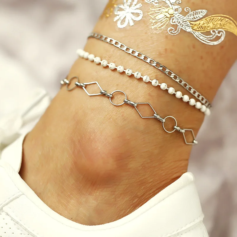 New Leg Chain Creative Geometric Beaded Anklets Set Summer Beach Adjustable Silver Anklet Bracelet for Women Jewelry
New Leg Chain Creative Geometric Beaded Anklets Set Summer Beach Adjustable Silver Anklet Bracelet for Women Jewelry