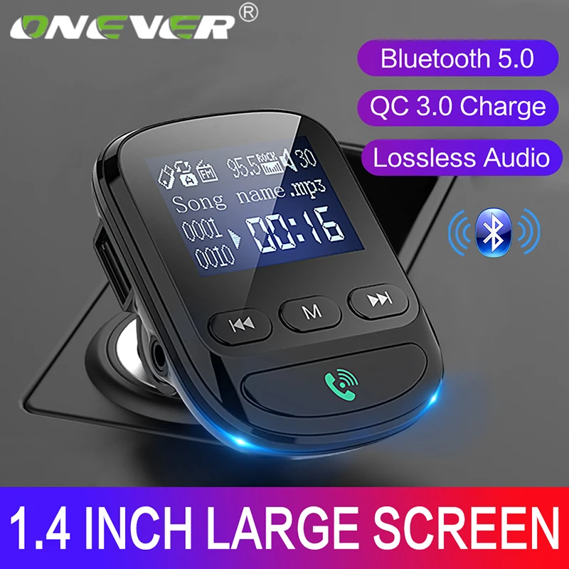 Onever Car Bluetooth 5.0 Adapter Wireless FM Transmitter Handsfree Car Kit AUX Bluetooth Receiver Support TF/U Disk Manos Libres
Onever Car Bluetooth 5.0 Adapter Wireless FM Transmitter Handsfree Car Kit AUX Bluetooth Receiver Support TF/U Disk Manos Libres