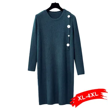 Plus Size Autumn Warm Long Button Sweaters Dress 4XL Female Casual Knitted Pullovers Long Sleeve Jumpers Warm Midi Dresses 
Plus Size Autumn Warm Long Button Sweaters Dress 4XL Female Casual Knitted Pullovers Long Sleeve Jumpers Warm Midi Dresses