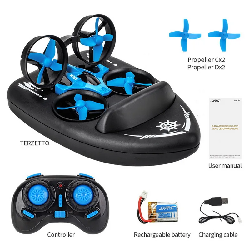 New Sea Land Air Amphibious Remote Control Simulation Hovercraft Four-axis Aircraft Children Electric Drive
New Sea Land Air Amphibious Remote Control Simulation Hovercraft Four-axis Aircraft Children Electric Drive
