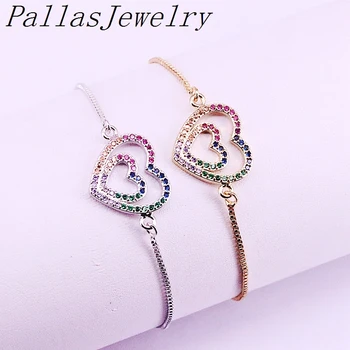 10Pcs Multicolor Zirconia CZ Rainbow Heart Charm Link Chain Adjustable Bracelets Female Jewelry
10Pcs Multicolor Zirconia CZ Rainbow Heart Charm Link Chain Adjustable Bracelets Female Jewelry