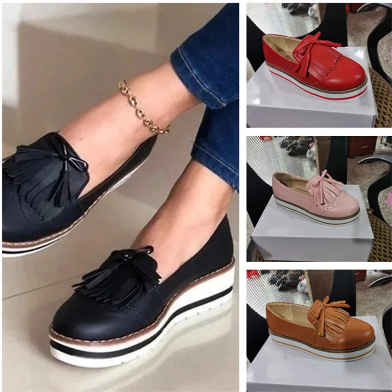 Leisure Plus Size Women's Low band Shoes Round Toe Artificial PU Tassel Slip-on Loafers Thick Bottom Increased Females Shoes
Leisure Plus Size Women's Low band Shoes Round Toe Artificial PU Tassel Slip-on Loafers Thick Bottom Increased Females Shoes