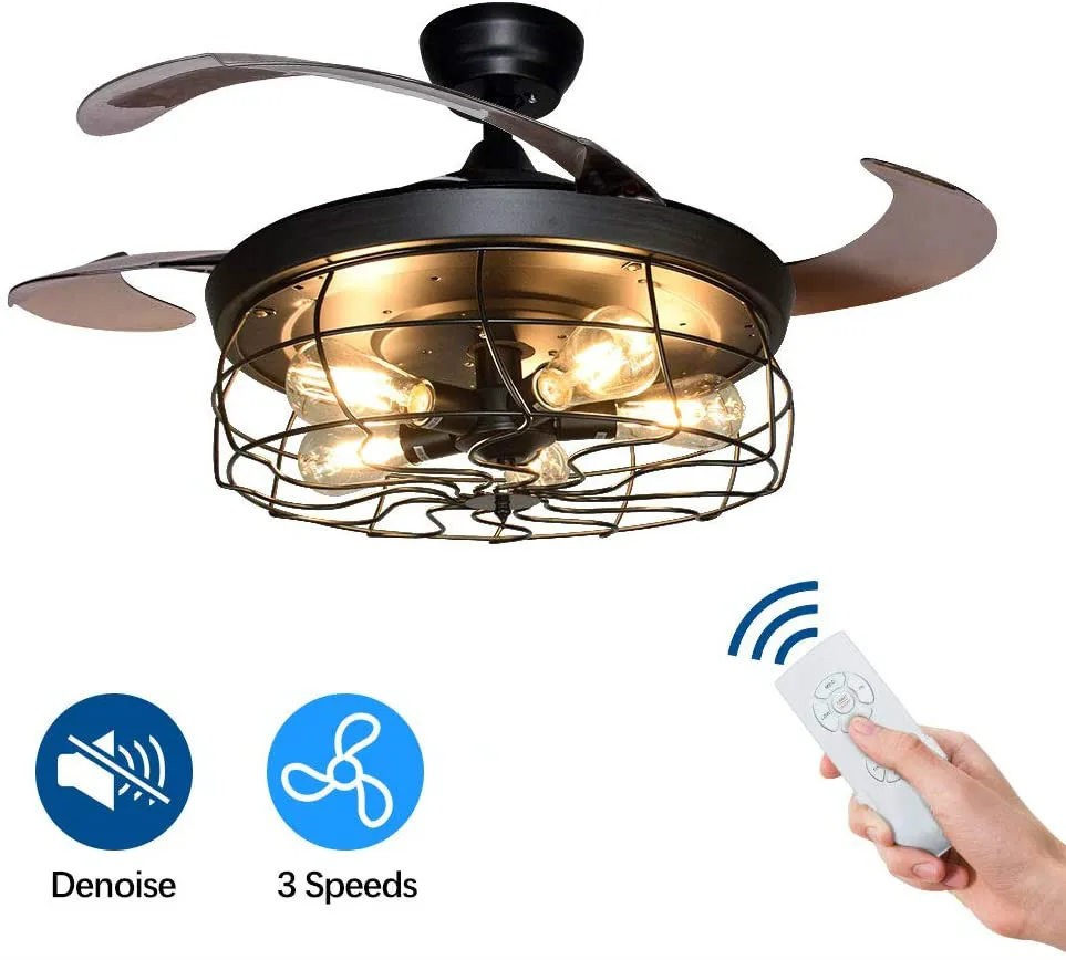 Vintage Ceiling Fan with Lights 42 Inch Industrial Chandelier Fan with Remote Retractable 4 Blades Light Fixture for Dining Room
Vintage Ceiling Fan with Lights 42 Inch Industrial Chandelier Fan with Remote Retractable 4 Blades Light Fixture for Dining Room
