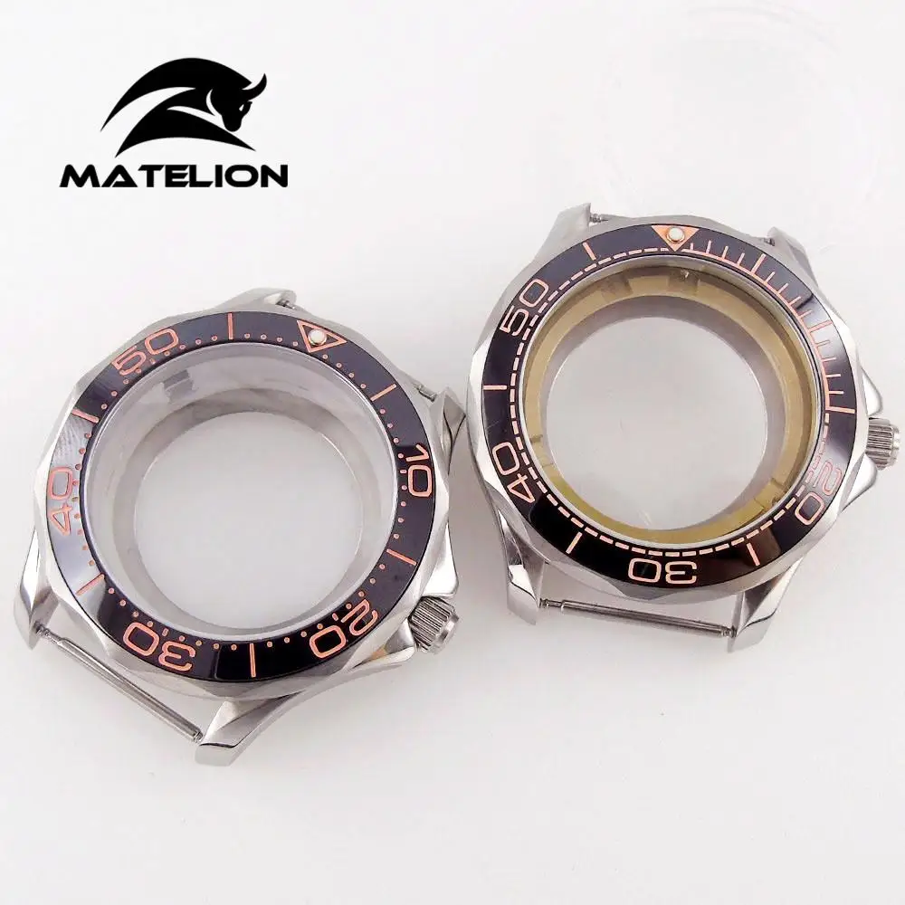 

41mm Sapphire glass Watch Case For NH35/NH36 Miyota 8215 821A ETA 2836 DG 2813 Rotating Bezel Ceramic Insert 007