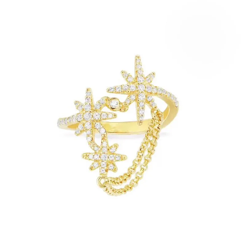 SLJELY Fashion Yellow Gold Color 925 Sterling Silver 3 Meteorites Stars Finger Ring with Chain Zirconia Women Brand Jewelry
SLJELY Fashion Yellow Gold Color 925 Sterling Silver 3 Meteorites Stars Finger Ring with Chain Zirconia Women Brand Jewelry