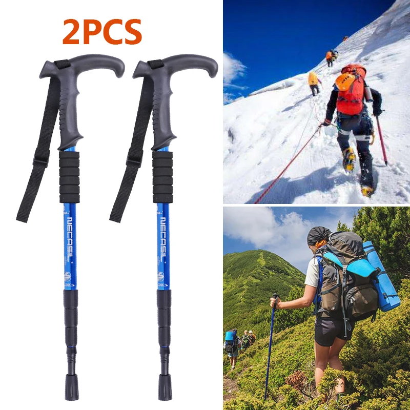 Фото  Shock Aluminium Walking Stick Retractable AntiShock Trekking Hiking Ultralight Sports Camping Mountaineering Canes New | Спорт и