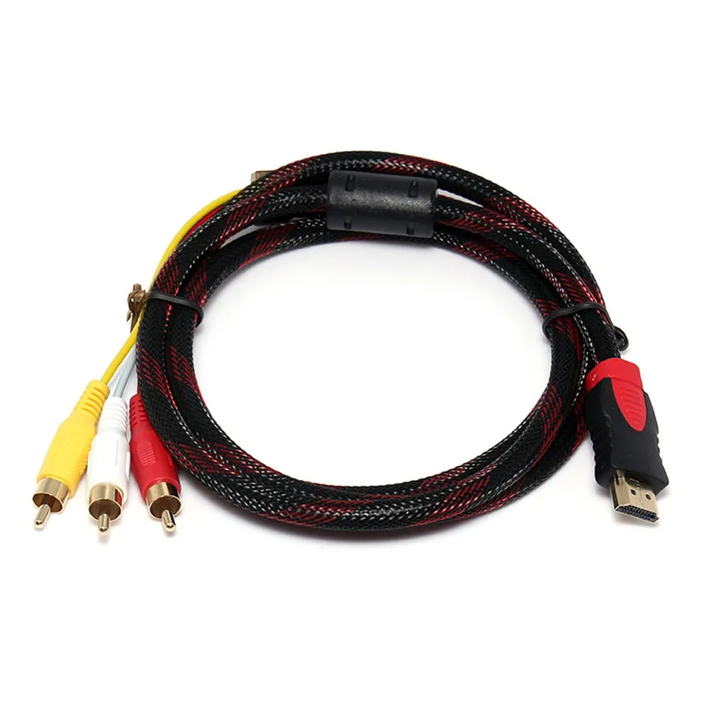 Кабель-адаптер HDMI с разъемом папа на 3 RCA 5 футов аудио AV адаптер для ТВ HD TV DVD 1080P 24K