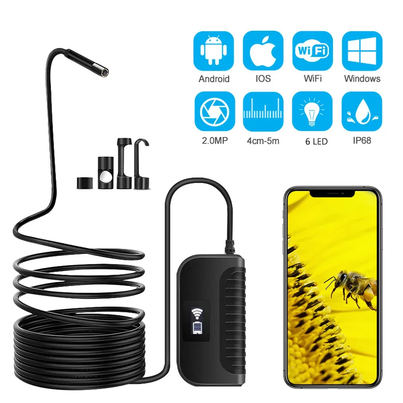 1080P HD WiFi Inspection Camera 2.0MP 8mm Semi-Rigid Snake Camera IP68 Waterproof Endoscopic Camera for iPhone, Android, iOS
1080P HD WiFi Inspection Camera 2.0MP 8mm Semi-Rigid Snake Camera IP68 Waterproof Endoscopic Camera for iPhone, Android, iOS