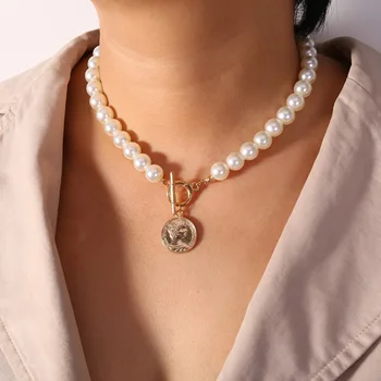 Luxury Imitation Pearls Metal Coin Choker Necklace For Women Female Fashion Trendy Temperament Wedding Party Necklace
Luxury Imitation Pearls Metal Coin Choker Necklace For Women Female Fashion Trendy Temperament Wedding Party Necklace
