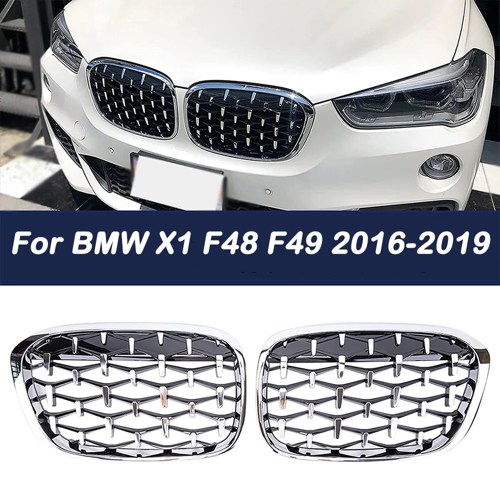 

1Pair Auto Front Kidney Grille Diamond Racing Grill For BMW X1 F48 F49 2016 2017 2018 2019 Meteor Style Grills Car Parts