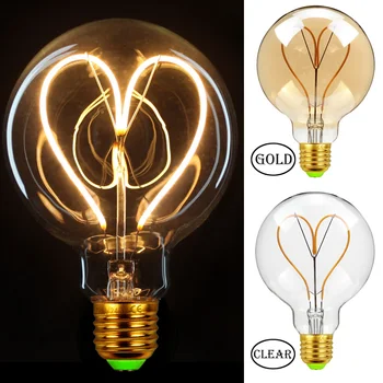 

TIANFAN Led Vintage Edison Bulb Heart Led Filament G95/G30 4W Dimmable Light Bulb 110V E26 220v E27 Decorative Light Bulb