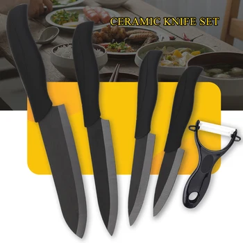 

Kitchen Knives Ceramic Knife 3" 4" 5" 6" inch + Peeler Black Blade Zirconia Kitchen Paring Knives Chef Knife Cooking Tools