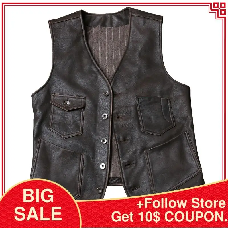 2020 Vintage Brown American Style Casual Leather Vest Men Plus Size 4XL Genuine Cowhide Spring Slim Fit Short Vest FREE SHIPPING
2020 Vintage Brown American Style Casual Leather Vest Men Plus Size 4XL Genuine Cowhide Spring Slim Fit Short Vest FREE SHIPPING