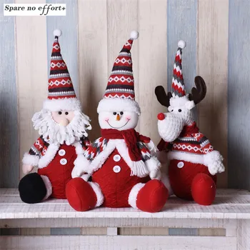 

Cute Sitting Dolls Chritsmas Father Snowman Elk Dolls Christmas Party Gift Reindeer Figurines Xmas Ornament for Home Navidad