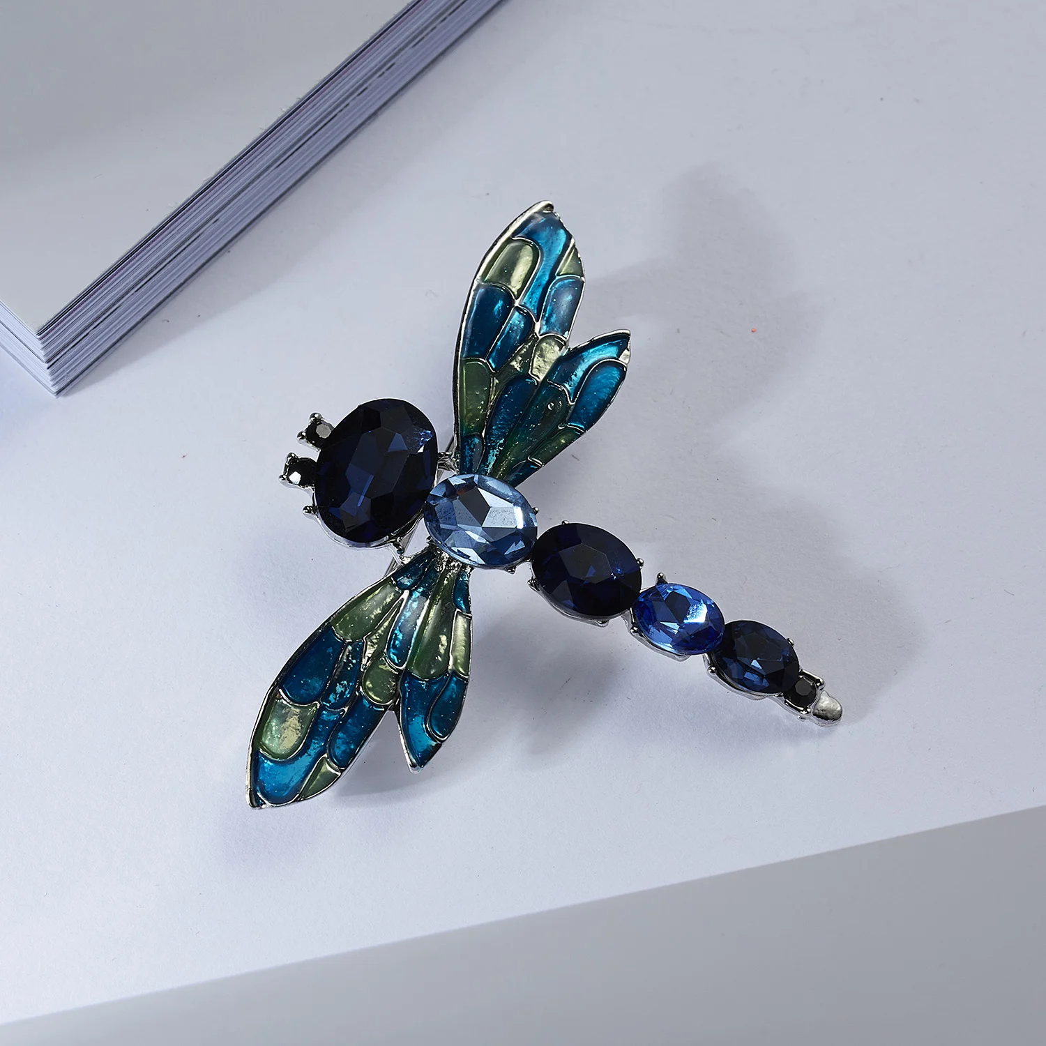 Broszka Vintage Crystal Dragonfly Rinhoo - Modna ozdoba w formie skrzydła ważki - Biżuteria z owadem - Wianko - 88
