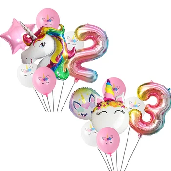 7pcs Rainbow Unicorn Balloon Number Birthday Party Decoration Kids Baby shower helium ball theme Latex color balloons
7pcs Rainbow Unicorn Balloon Number Birthday Party Decoration Kids Baby shower helium ball theme Latex color balloons
