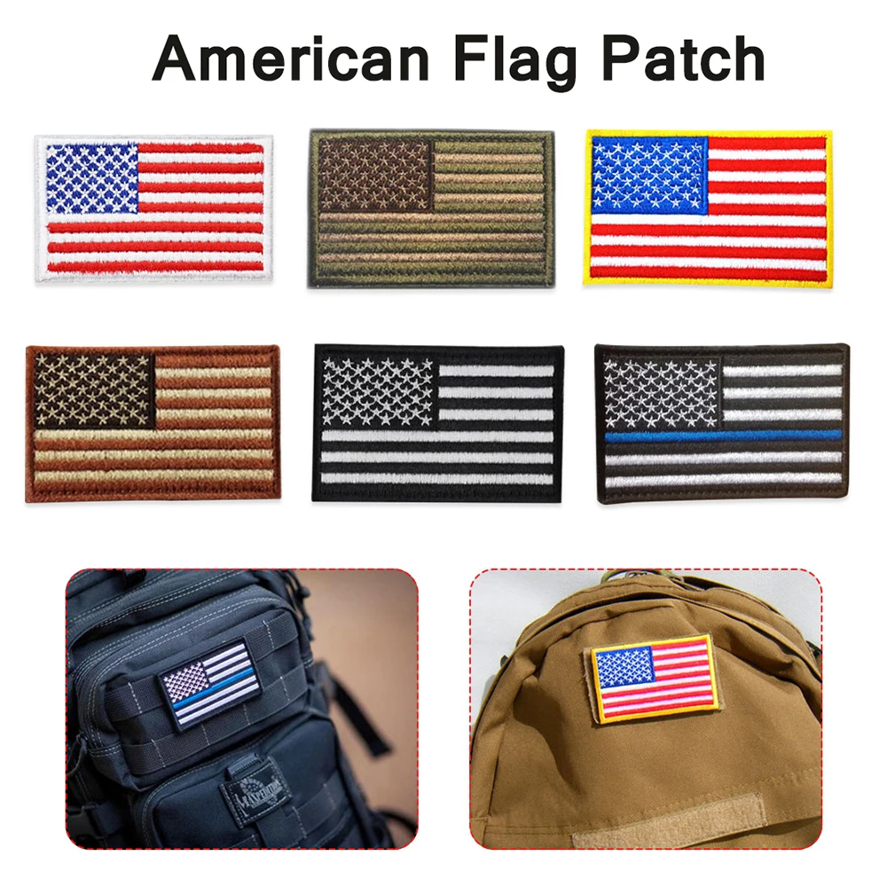 

Embroidered thread American Flag Embroidered Patch Patriotic USA Military tactics Patch Iron-On or Sew to Any Garment