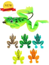 

Soft Tube Bait Frog Fishing Lures 6CM 5.2G Silicone Bait Frog Artificial Treble Hooks Top Water Ray Baits 3D Eyes Fishing Tackle