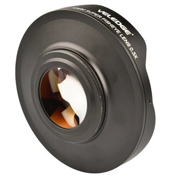 VELEDGE-울트라 어안 렌즈 어댑터, 37MM/43MM, 0.3X HD 어안 와이드 렌즈 어댑터, 비디오 카메라 전용 후드 포함, 캠코더