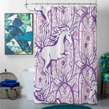 Shower Curtains Liner with Weights Unicorn,Unicorn Galloping on Curved Swirled Tree Branches in Abstract Forest Pattern Art
Shower Curtains Liner with Weights Unicorn,Unicorn Galloping on Curved Swirled Tree Branches in Abstract Forest Pattern Art
