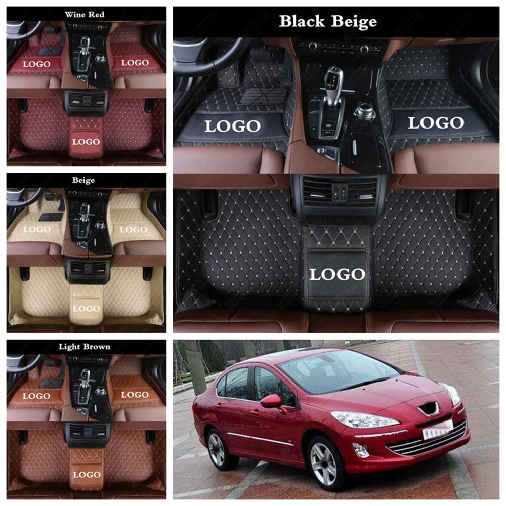 

Car Floor Mats for Peugeot RCZ 307 Sw 607 407 4008 5008 2008 Customized All Weather Leather Auto Carpet Cover Foot Rugs Mat Pads