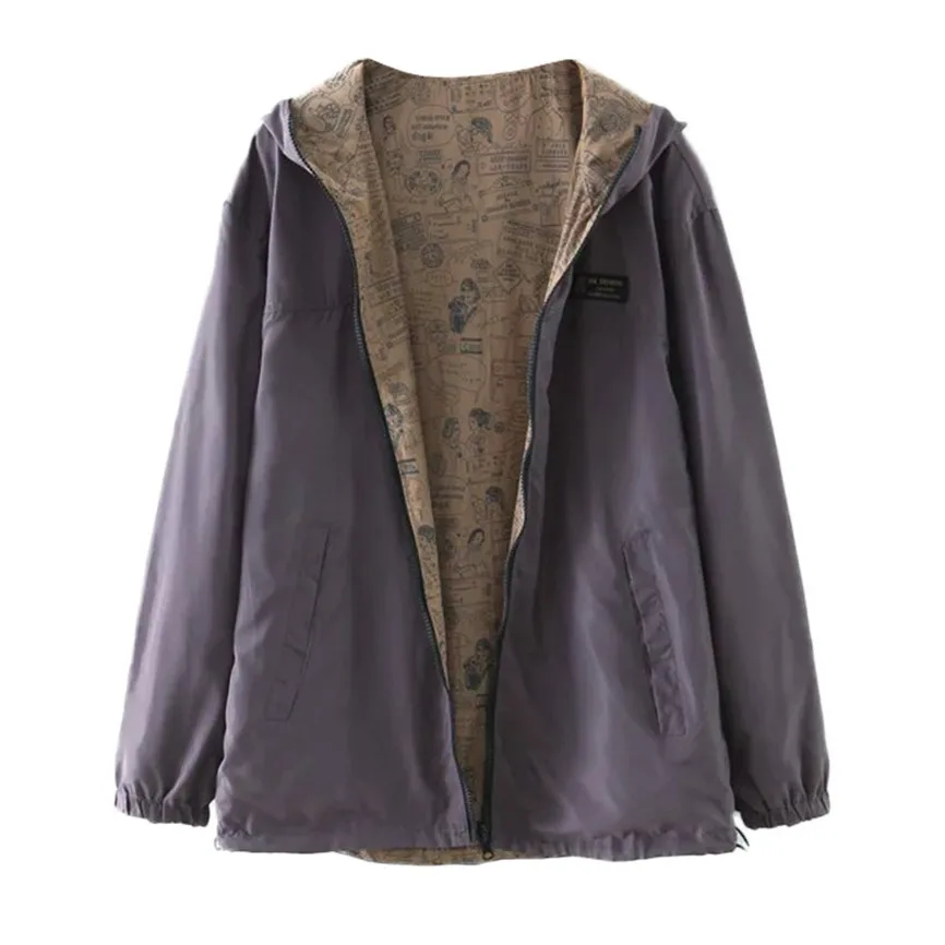 Outwear Clothes Short Bomber Jacket Women Casual Solid Color Print Wear Both Long Sleeve Hooded Jacket New Women's Basic Jacket
Outwear Clothes Short Bomber Jacket Women Casual Solid Color Print Wear Both Long Sleeve Hooded Jacket New Women's Basic Jacket