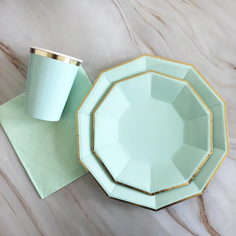 64pcs/set Gilding Disposable Tableware Wedding Party Green Paper Plates Cups Napkin Birthday Anniversary Party Decor Supplies
64pcs/set Gilding Disposable Tableware Wedding Party Green Paper Plates Cups Napkin Birthday Anniversary Party Decor Supplies