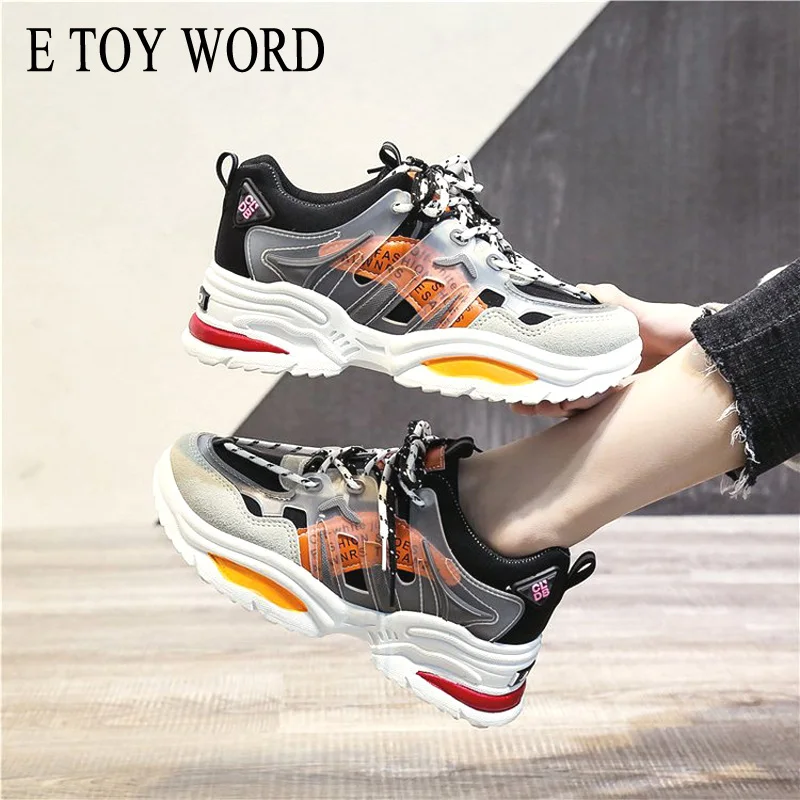 

E TOY WORD Daddy shoes female 2020 spring super lightweight soft bottom sneakers female Korean version ulzzang students wild