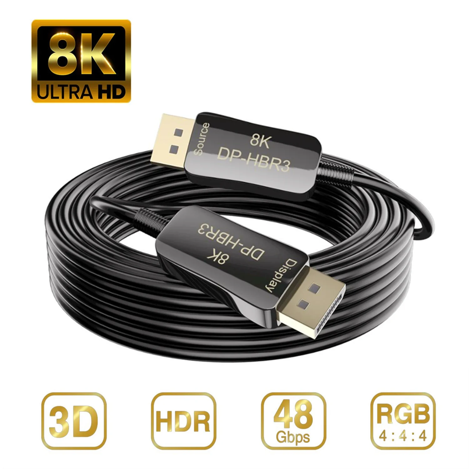 Кабель DisplayPort 1 4 8K волоконно оптический кабель DP к 2 порт дисплея 144 Гц для игровых