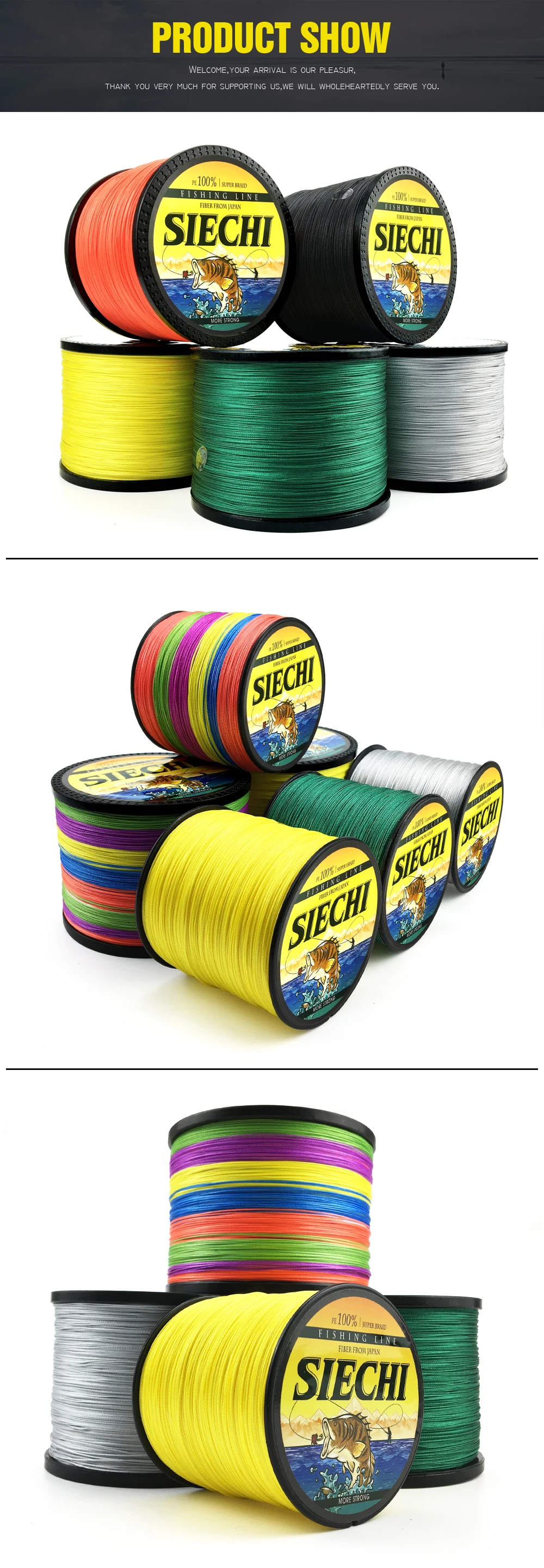 SIECHI Fishing Braid 300M 4 Strands Multifilament Fishing line Carp Fishing 12 15 20 30 38 43 52 62 83lb SIECHI Fishing Braid 300M 4 Strands Multifilament Fishing line Carp Fishing 12 15 20 30 38 43 52 62 83lb