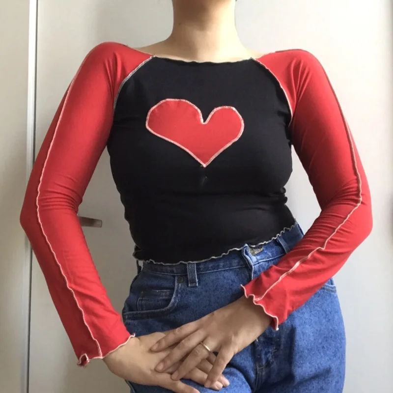 Осенний Новый пуловер с круглым вырезом с принтом love heart Базовая короткая футболка контрастных цветов
Осенний Новый пуловер с круглым вырезом с принтом love heart Базовая короткая футболка контрастных цветов
