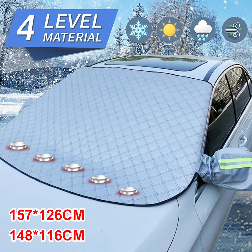Car Windshield Cover 4-Layer Magnetic Sun Shade Snow Frost Ice Cover Protector with Reflective Strip Car Front Windscreen Cover
Car Windshield Cover 4-Layer Magnetic Sun Shade Snow Frost Ice Cover Protector with Reflective Strip Car Front Windscreen Cover