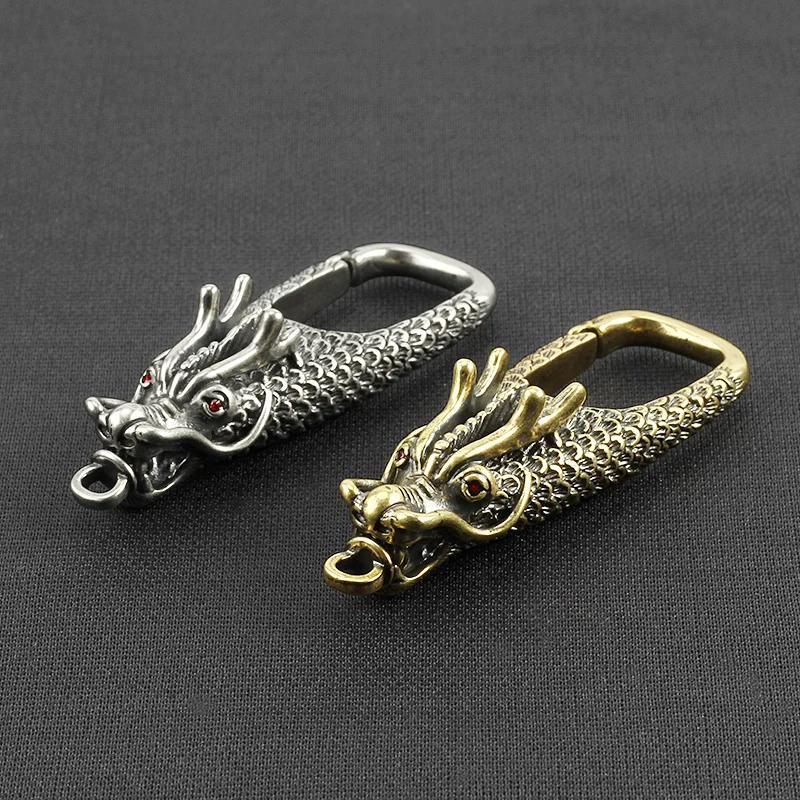 Brass Dragon Head Rope Pendant Keychain Key Ring DIY Accessories EDC Multipurpose Buckles Outdoor Tools | Спорт и развлечения