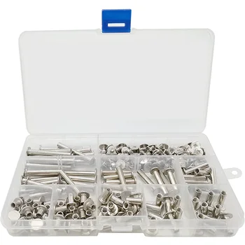 210PCS Binding Screws Assorted Kit 9 Sizes Stud Screw Posts Rivet Button for DIY Leather Decoration Bookbinding
210PCS Binding Screws Assorted Kit 9 Sizes Stud Screw Posts Rivet Button for DIY Leather Decoration Bookbinding