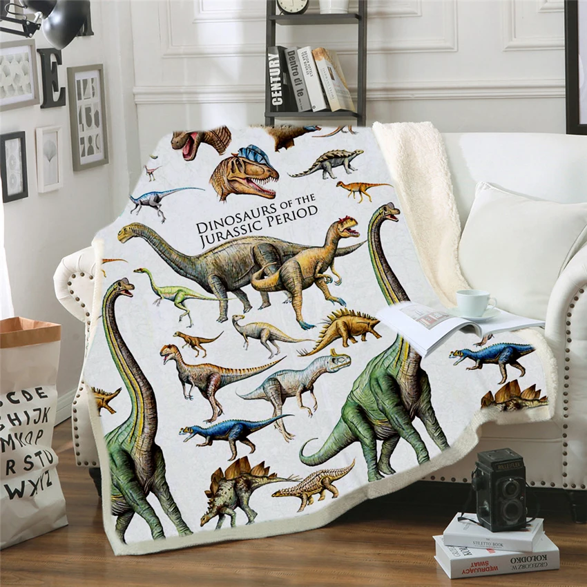 Blanket with dinosaurs of the Jurassic Period