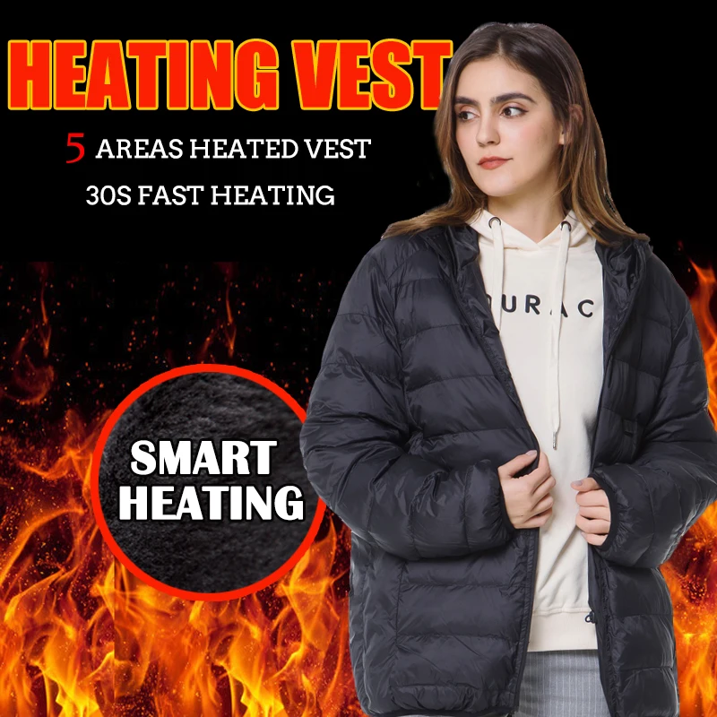 New 5 Areas USB Heated Vest Unisex Heated Down Jacket Heating Vest Thermal Clothing Hunting Vest Winter Heating Jacket Hot Sale
New 5 Areas USB Heated Vest Unisex Heated Down Jacket Heating Vest Thermal Clothing Hunting Vest Winter Heating Jacket Hot Sale