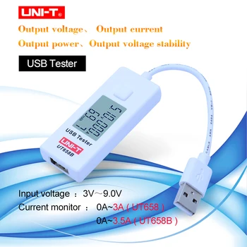UNI-T UT658 UT658B USB Tester Voltmeter Ammeter Digital LCD Voltage Monitor Current Meter Capacity Tester 9V 3A With Backlight
UNI-T UT658 UT658B USB Tester Voltmeter Ammeter Digital LCD Voltage Monitor Current Meter Capacity Tester 9V 3A With Backlight
