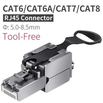 CNCOB Tool-Free Zinc Alloy Shielded 8P8C RJ45 Connector Compatible with Cat6/Cat6A/Cat7/Cat8 Termination Plug for Ethernet Cable
CNCOB Tool-Free Zinc Alloy Shielded 8P8C RJ45 Connector Compatible with Cat6/Cat6A/Cat7/Cat8 Termination Plug for Ethernet Cable