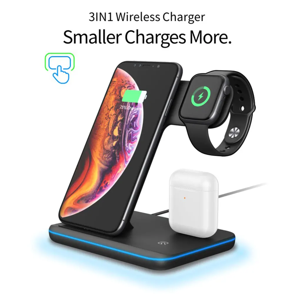 Беспроводная зарядная подставка для iPhone 11 Pro XS XR Airpods беспроводная док станция Apple