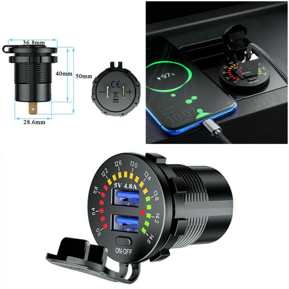4.8a Dual Usb Car Charger Socket Fast Charging With Led Voltmeter Dc 12v-24v Car Usb Charger Socket USB Outlet Car Accessories
4.8a Dual Usb Car Charger Socket Fast Charging With Led Voltmeter Dc 12v-24v Car Usb Charger Socket USB Outlet Car Accessories