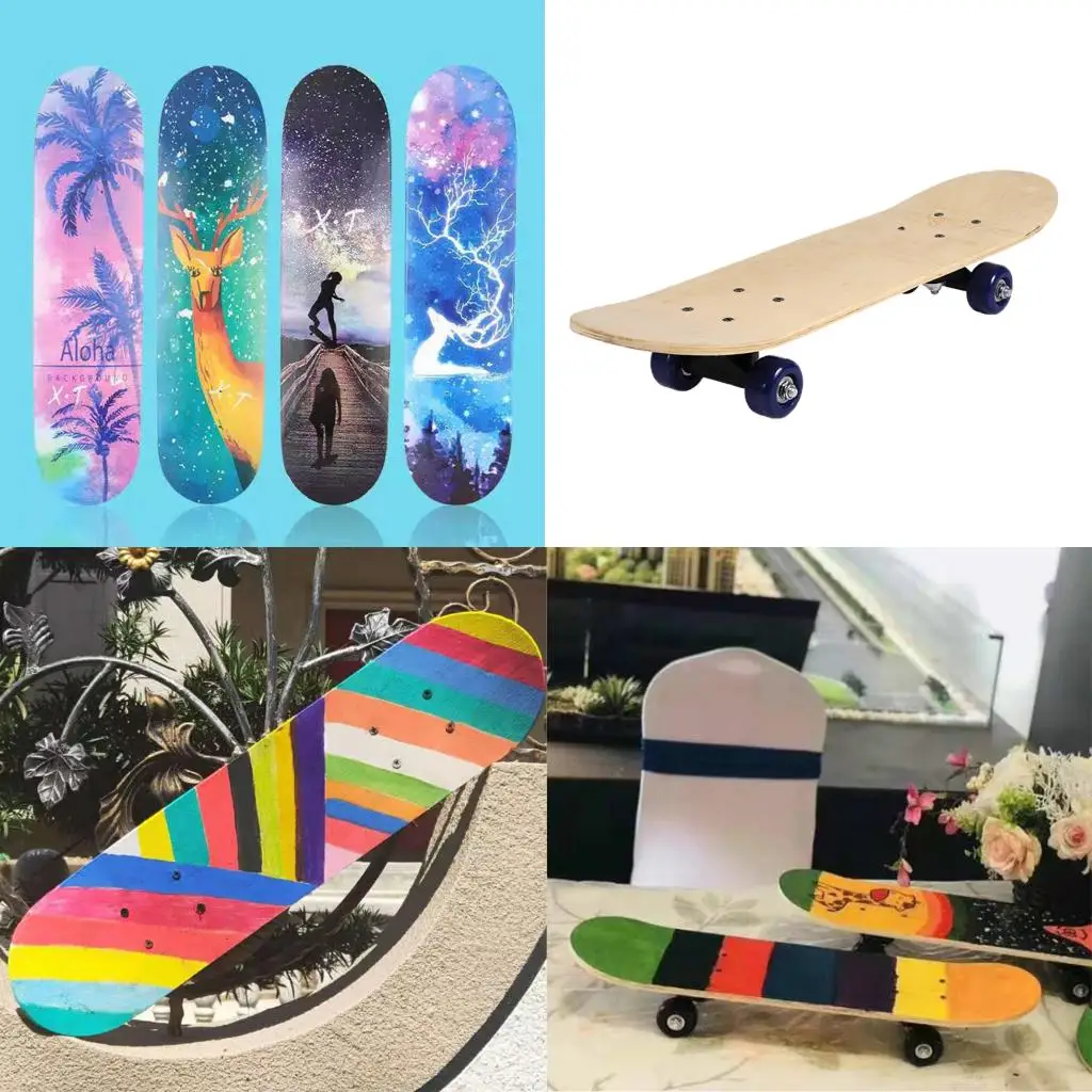 Blank Skateboards for Kids Wooden Complete DIY Freehand Skateboards for Beginner Graffiti for Boy Girl Slide Plate Skating Board Blank Skateboards for Kids Wooden Complete DIY Freehand Skateboards for Beginner Graffiti for Boy Girl Slide Plate Skating Board