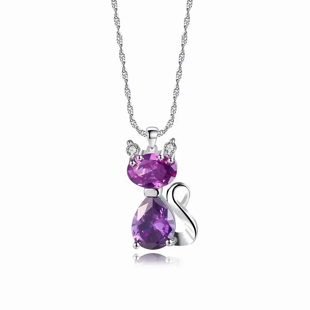 Ожерелье с кубическим цирконием фиолетовое ожерелье котом свадебное Модное