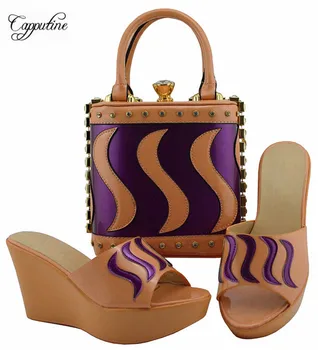 Graceful Peach Matching With Purple Color African Wedge Heel Shoes And Handbag Set For Party MD005 Heel Height 9.5CM
Graceful Peach Matching With Purple Color African Wedge Heel Shoes And Handbag Set For Party MD005 Heel Height 9.5CM