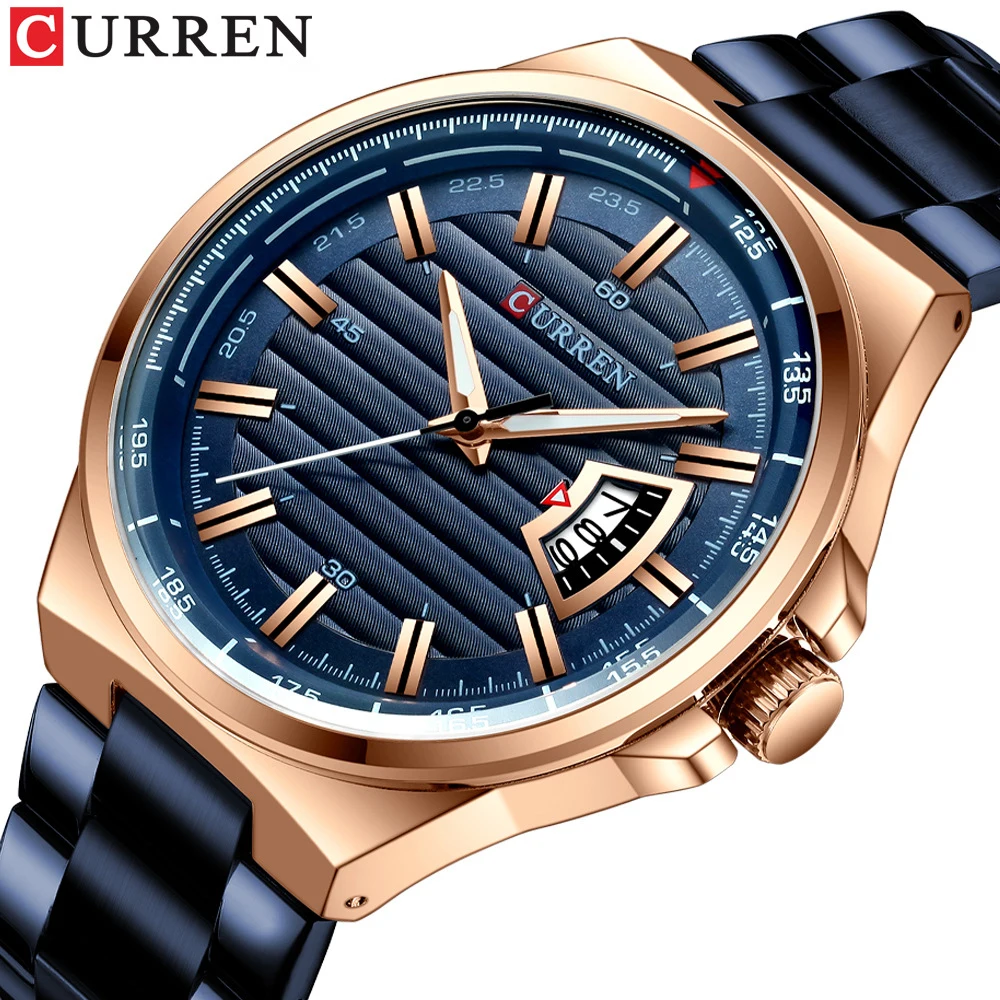 

CURREN Top Luxury Brand Full Steel Watch Men Business Waterproof Quartz Blue Wristwatch Men's Analog Sport Watches Male Clock