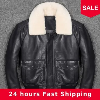 2020 Black Men American UASF Pilot Leather Jacket Wool Collar Europe Size XXL Genuine Sheepskin Military Aviator Leather Coat
2020 Black Men American UASF Pilot Leather Jacket Wool Collar Europe Size XXL Genuine Sheepskin Military Aviator Leather Coat